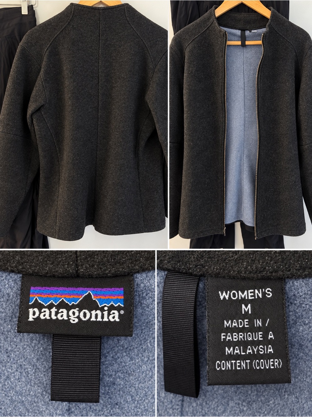 Patagonia Women's Dark Charcoal Zip-Front Blazer Jacket